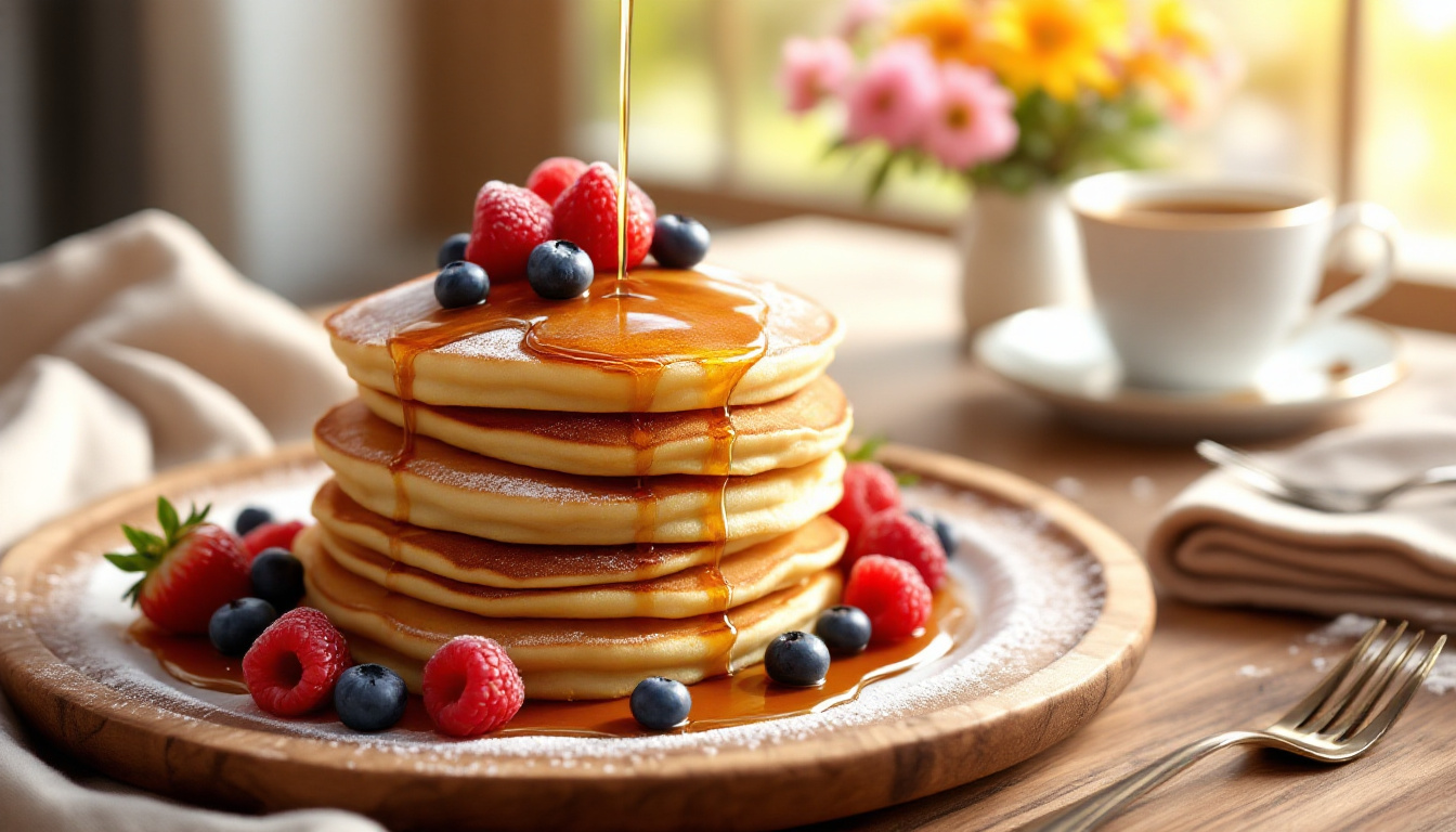 découvrez notre recette de pancakes bio moelleux, parfaits pour un petit-déjeuner équilibré. savourez des saveurs irrésistibles tout en prenant soin de votre santé avec des ingrédients naturels et nutritifs.